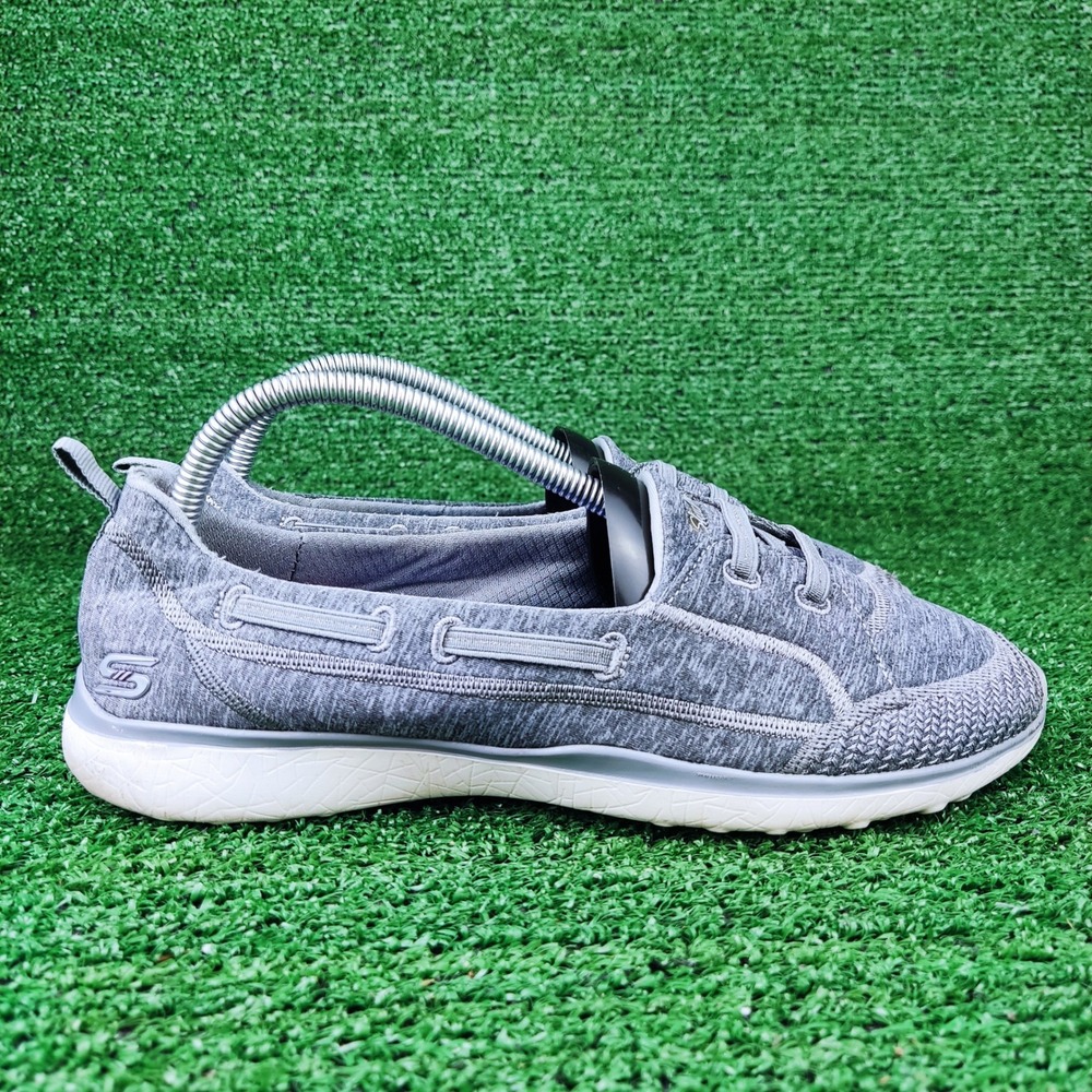 Skechers Shoes Women 9.5 Gray Microburst 2.0 Be Nice Slip On Bungee Walking Flat